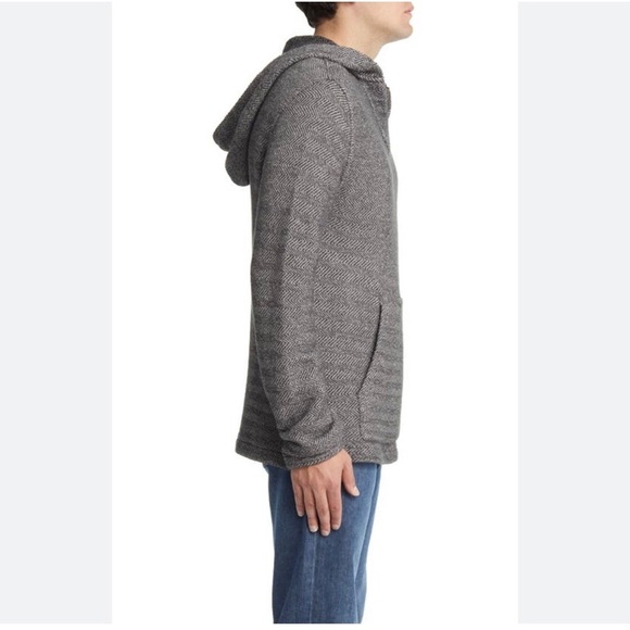 Faherty Men’s Herringbone French Terry Beach Hoodie in Granite Size L - Picture 4 of 14